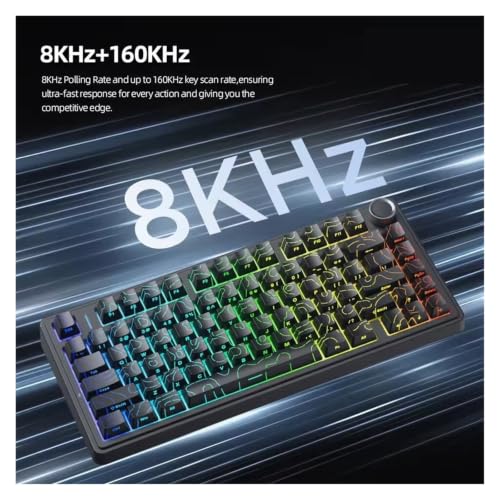 F75HE Mechanical Keyboard Magnetic Switch 75% 80 Keycaps 8K Polling Rate Tri-Mode RGB Hot Swap F75 Wireless Gaming Keyboard(Gradient Gray) - color: Gradient Gray