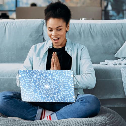 SUPERDANT Laptop Skin Sticker Mandala Laptop Decals Personalized Universal Notebook Computer Wrap Vinyl Skin Stickers Cover Art Decal Removable 12-15.6 Inch Waterproof Scratch-Resistant Gifts Blue