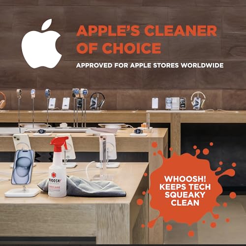 WHOOSH! Screen Shine Pro – Refillable TV Screen Cleaner & Cloth, 16.9 fl oz | Includes 14x14" Microfiber Cloth, For Flat Screens, OLED, LCD, Monitors, Streak Free Finish, Non Toxic & Odorless - size: 16.9 Fl Oz (Pack of 1)