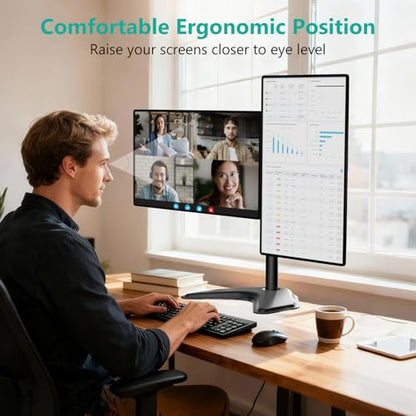 WALI Dual Monitor Stand, Freestanding Full Motion Monitor Desk Mount Fits 2 Screens up to 27 inches, Dual Monitors Arm Fits up to 22lbs, VESA 75x75 100x100 (MF002LM), Black - size: Dual, style: Steel Free Stand