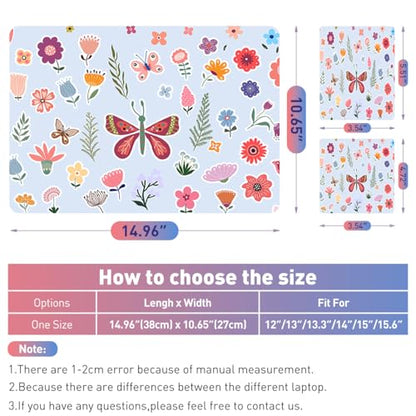 12.1-15.6 Inch Laptop Skin Decal, Universal Reusable Vinyl Laptop Cover Sticker, Waterproof Art Protector with Butterflies & Flowers - color: Butterflies & Flowers