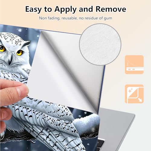 Laptop Skin Sticker Decal 15.6 Inch,12 13 13.3 14 15 15.6 in Laptop Netbook Skins for Notebook,Art Decal Removable Waterproof Scratch Resistant,Universal Vinyl Cover,Cute White Owl - color: Cute White Owl