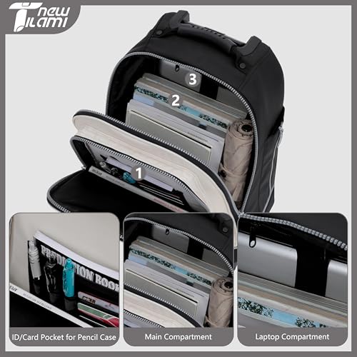 NEW TILAMI 19 Inch Rolling Backpack for School Travel with 4 Spinner Wheels | 360°rotating Universal Wheel, Large Organizer Compartments, Adjustable Handle, Carry on for School Students Business Travel - color: White
