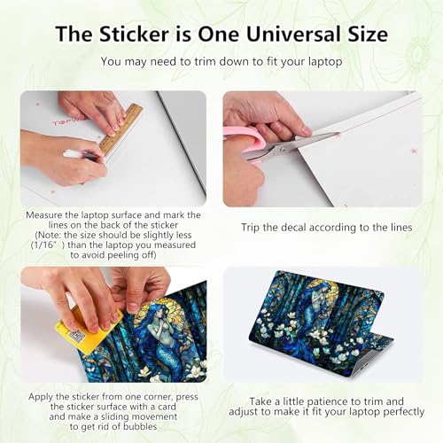 Laptop Skin Sticker Decal, Universal Reusable Vinyl Laptop Cover for 12" 13" 13.3" 14" 15" 15.4" 15.6" Notebook PC, Reusable Waterproof Scratch-Resistant with 2 Wrist Pads,Art Mermaid Girl - color: Art Mermaid Girl