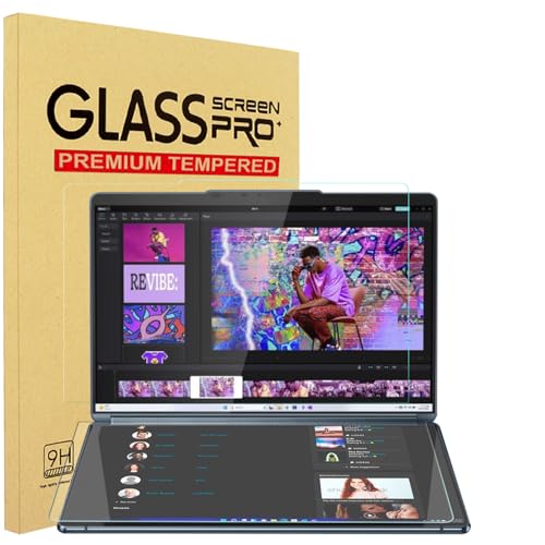 YINOVEEN 2 Pack Tempered Glass Screen Protector for Lenovo Yoga Book 9i | Dual (14IAH10) 2-in-1, 14 inch Laptop, 2025 New, 9H Hardness, Anti-Scratch