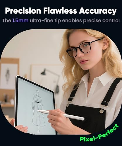 Pencil USB-C for iPad 2018-2026: Magnetic Wireless Charging Stylus - Only for iPad Pro 11"(1-4th), 12.9"(3-6th), Air 4/5&Mini 6, Slide-Switch&Hidden-Port, Tilt Sensitivity&Palm Rejection, White