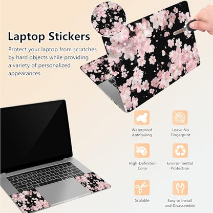 Laptop Skin Sticker Decal 15.6 Inch,12 13 13.3 14 15 15.6 in Laptop Netbook Skins for Notebook,Art Decal Removable Waterproof Scratch Resistant,Universal Vinyl Cover,Cherry Blossom Black - color: Cherry Blossom Black