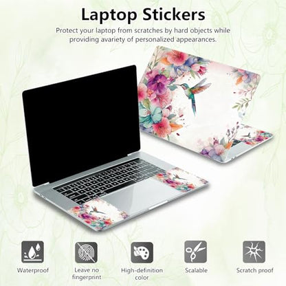 Laptop Skin Sticker Decal, Universal Reusable Vinyl Laptop Cover for 12" 13" 13.3" 14" 15" 15.4" 15.6" Notebook PC, Reusable Waterproof Scratch-Resistant with 2 Wrist Pads,Art Watercolor Hummingbird - color: Art Watercolor Hummingbird