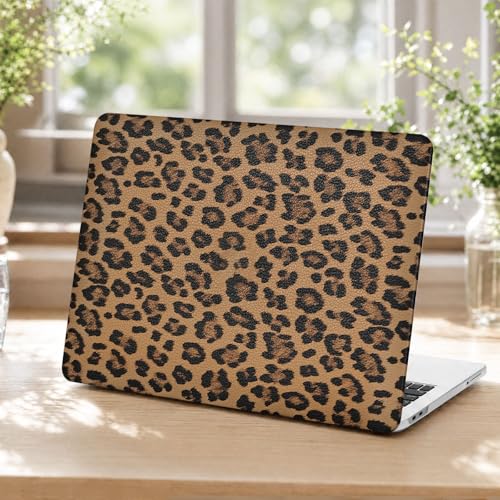 Voidborne Compatible with MacBook Neo 13 inch Case 2026 Release Model A3404&A18 Pro Chip,Elegant Brown Leopard Leather Plastic Hard Shell Protective Case for Neo 13 inch + Keyboard Cover,Black-Brown - color: Brown Leopard