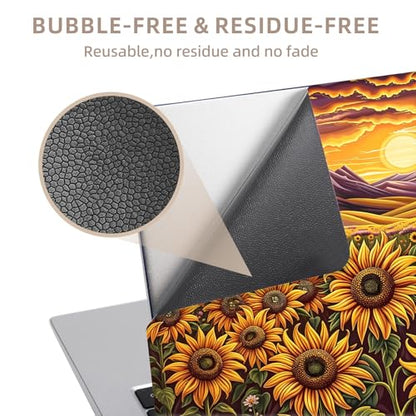 Universal Laptop Skin Sticker for 12/13/14/15.6 Inch Laptops, Reusable Vinyl Laptop Decal Cover, Waterproof Scratch Resistant Notebook Skin with 2 Wrist Pads,Sunset Sunflowers - color: Sunset Sunflowers