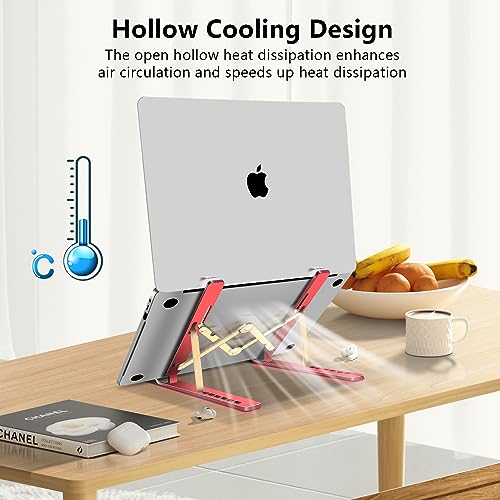 Laptop Stand, Computer Tablet Stand, Adjustable Aluminum Foldable Portable Laptop Holder Riser, Compatible with MacBook Air Pro, Lenovo, HP, Dell, More 10-15.6” Laptops and Tablets (Red) - color: D102 Red