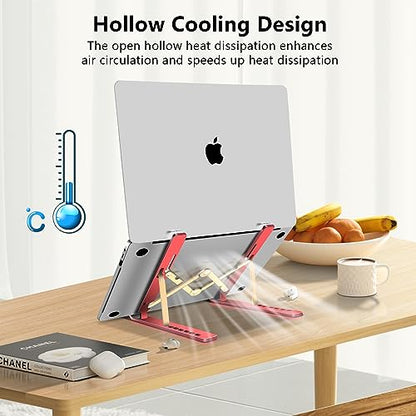 Laptop Stand, Computer Tablet Stand, Adjustable Aluminum Foldable Portable Laptop Holder Riser, Compatible with MacBook Air Pro, Lenovo, HP, Dell, More 10-15.6” Laptops and Tablets (Red) - color: D102 Red