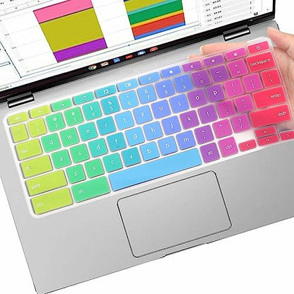 Keyboard Cover for ASUS Chromebook CX1 CR1 CX1100 CX1101 CX1102 CX1400, Chromebook C523NA C434 C433 C433TA C425TA C423 C403 C302 C302CA C223 C214 11.6" 14"(NOT FIT C436 C434 CX1700 CX3 CX34 CX5 CX9) - color: Rainbow