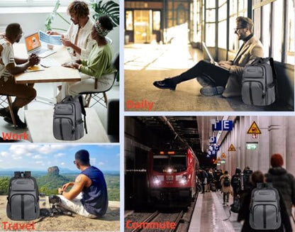 Casual laptop backpack, college backpack, water-resistant, suitable for work, travel, commuting, Daily.(Grey) - color: Grey