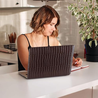 Crocodile Logo Cutout Case for MacBook Air 15 inch 2026-2023 M5 M4 M3 M2 | Model A3448 A3241 A3114 A2941 Crocodile Alligator Skin Luxury Texture Leather Hard Shell Mac Air 15 Case+Keyboard Cover,Brown - color: # Crocodile Skin Brown
