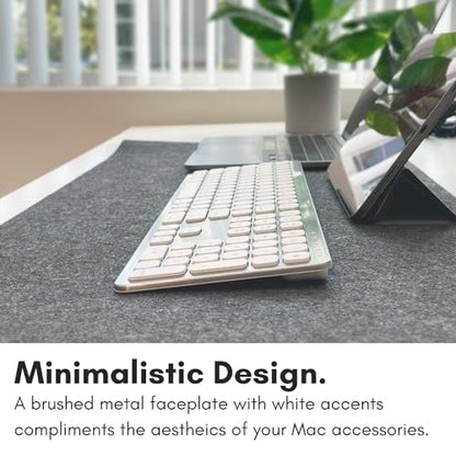Macally Premium Bluetooth Keyboard for Mac - Compatible Apple Keyboard with Numeric Keypad - Multi Device Wireless for MacBook Pro/Air, Mac mini Pro, iMac, Laptop