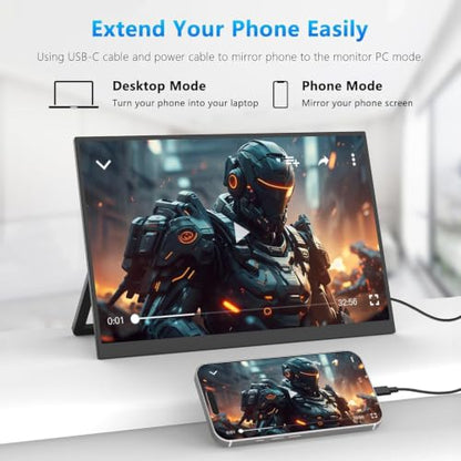 16 Inch 120Hz Portable Gaming Monitor FHD 1200P IPS, USB-C&HDMI, External Monitor for Laptop,Phones, Game Consoles, Ideal for Office,Travel & Dual-Screen Setup - size: 16inch