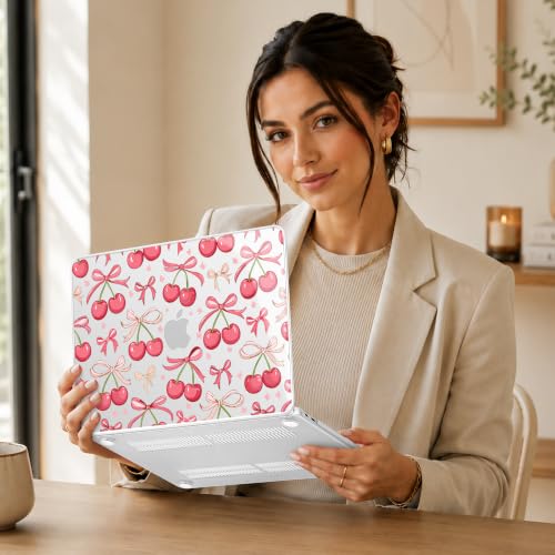 May Chen Compatible with MacBook Neo 13 inch Case 2026 Model A3404, Plastic Hard Shell,Keyboard Cover,Screen Protector,Dust Plug, for MacBook Neo 13" with A18 Pro Chip,Cherries & Bows - color: Cherries & bows