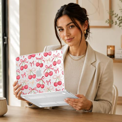 May Chen Compatible with MacBook Neo 13 inch Case 2026 Model A3404, Plastic Hard Shell,Keyboard Cover,Screen Protector,Dust Plug, for MacBook Neo 13" with A18 Pro Chip,Cherries & Bows - color: Cherries & bows