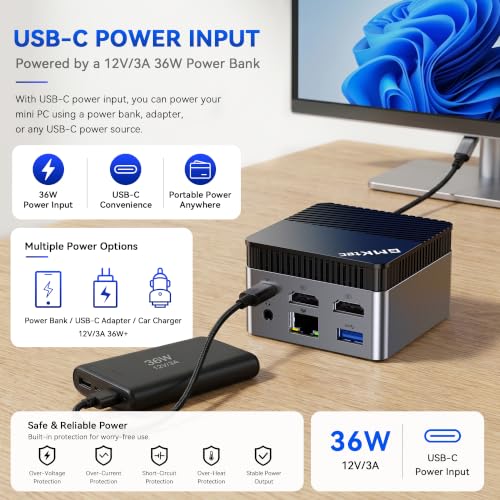 GMKtec G5S Mini PC Intel N5095 8GB LPDDR4 128GB SSD Desktop Computer | Portable Micro Pocket PC Size, Dual HDMI Ports, USB-C Power Supply, WiFi6/BT5.2, For Office Business Personal Use - size: N5095 8GB DDR4 + 128GB