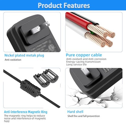 12V 2A Power Supply Adapter with On Off Switch, DC in 12V Power Cord, AC 100-240V 50-60Hz 24W 12 Volt Converter, for LED Light Strip DVD Player Keyboard Router CCTV Camera Hard Drive.