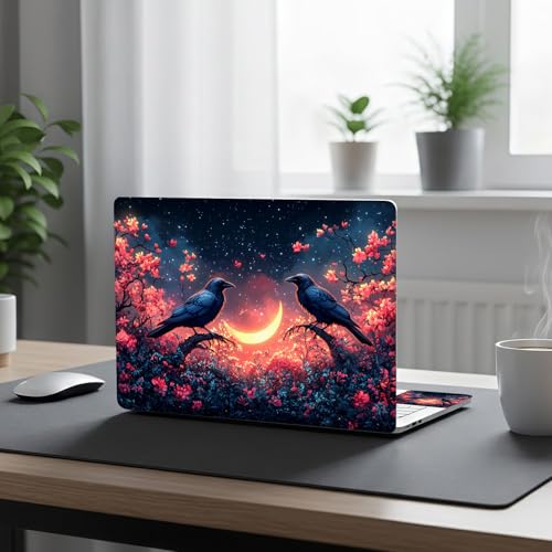 Aesthetic Laptop Skin Cover,12-15.6 Inch Universal Vinyl Sticker Decal,Waterproof Scratch-Resistant Notebook Wrap,Removable Residue-Free Protector,Night Ravens Moon - color: Night Ravens Moon