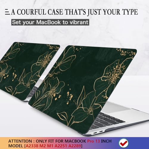 CISSOOK Case for MacBook Pro 13 Inch M2 M1 Chip A2338 A2251 A2289 | 4in1 Set Hard Shell Case+ Keyboard Cover+ Screen Protector for MacBook Pro 13 with Touch Bar 2020-2025, Elegant Gold Lotus - color: Pro13inch-Elegant Gold Lotus