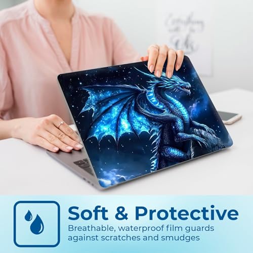 Reusable Universal Laptop Skin Sticker, Cut to Fit for 11.6–15.6 Inch Laptops, Waterproof Protective Film, No-Residue - Night Sky Blue Dragon - color: Night Sky Blue Dragon