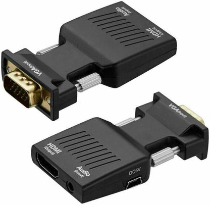 VGA Male to HDMI Female Adapter Converter with Audio,(PC VGA Source Output to TV/Monitor with HDMI Connector), Active 1080p Video Dongle adaptador for Computer,Laptop,Projector