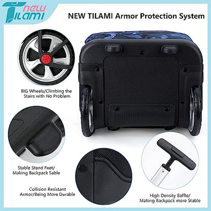 NEW TILAMI 19 inch Rolling Backpack Teens Rolling Backpack Cute Wheeled Laptop Backpack Bookbag Roller Travel Bag College, Doodle Grey - color: Grey Doodle