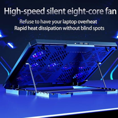 Laptop Cooling pad for Hp Envy x360 Convertible 13-bd0004tu 13-bd0020tu Gaming laptops, Laptop Cooler with 8 Fan, Adjustable Speed, 5-Level Height Adjustment, Mute Silent,Built-in Phone Stand