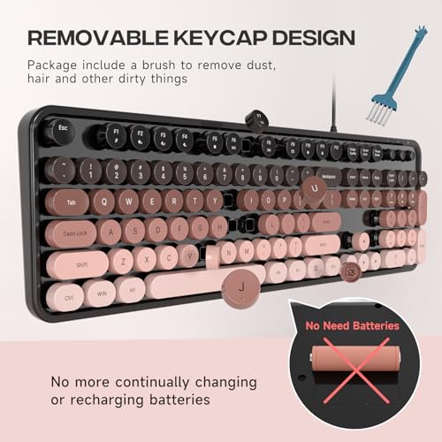 Dilter Wired Computer Keyboard, Full-Size USB Keyboard with Round Keycaps & Numeric Keypad, Plug-and-Play for Windows 7 8 10 11, PC, Laptop, Desktop, Home, Office - color: Mocha Gradient