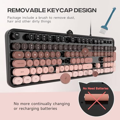 Dilter Wired Computer Keyboard, Full-Size USB Keyboard with Round Keycaps & Numeric Keypad, Plug-and-Play for Windows 7 8 10 11, PC, Laptop, Desktop, Home, Office - color: Mocha Gradient