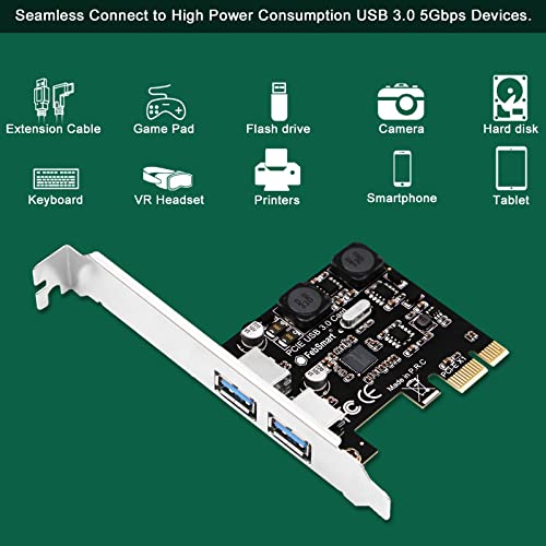 2-Ports Superspeed 5Gbps USB 3.0 PCI Express Expansion Card for Windows, MAC OS X and Linux Desktop PCs, Built in Self-Powered Technology, No Need Additional Power Supply (FS-U2S-Pro) - style: FS-U2S-Pro