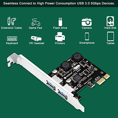 2-Ports Superspeed 5Gbps USB 3.0 PCI Express Expansion Card for Windows, MAC OS X and Linux Desktop PCs, Built in Self-Powered Technology, No Need Additional Power Supply (FS-U2S-Pro) - style: FS-U2S-Pro