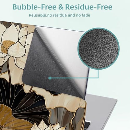 Universal Laptop Skin Decal, 3-Piece Vinyl Protector for 12 13 14 15.6" Notebook, Waterproof Anti-Scratch, Easy Trim & Bubble-Free Finish, Lotus Leaves - color: Lotus Leaves