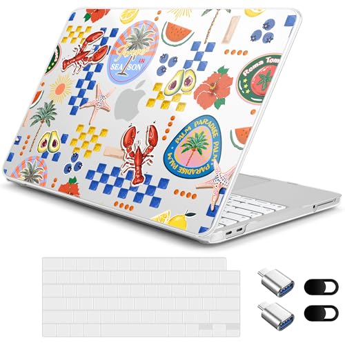 for MacBook Neo 13 Inch Case A18 Pro Chip 2026 Release, Floral Aesthetic Ultra-Slim Hard Shell with Keyboard Cover, 6-in-1 Laptop Accessories Bundle for Women Girls, Fruit and Lobster - color: Fruit and Lobster