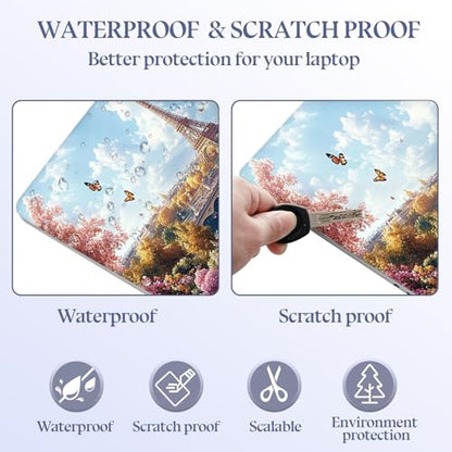 Universal Laptop Skin Sticker Decal,15.6 Inch Laptop Vinyl Cover for 13" 14" 15.6" Laptop,Scratch-Resistant Waterproof Protector Wrap,Reusable with Wrist Pads,Paris Eiffel Tower Garden - color: Paris Eiffel Tower Garden