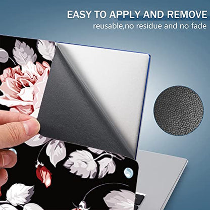 Laptop Skin Sticker,13.3 14 15 15.4 15.6 inch Laptop Skins,Universal Vinyl Decal,Dustproof Scratch Resistant Reusable Cover Protector with Free 2 Wrist Pads (Flower 2) - color: Flower 2