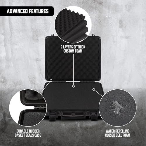 Durabox All Weather Hard Case 16 x 14 x 4” - TSA Approved Hard Shell Travel Case with Customizable Foam for Laptops, Electronics, Guns, Pistols and Other Gear - size: Medium 16 x 14 x 4"
