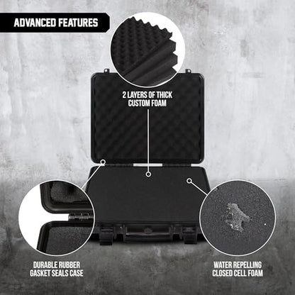 Durabox All Weather Hard Case 16 x 14 x 4” - TSA Approved Hard Shell Travel Case with Customizable Foam for Laptops, Electronics, Guns, Pistols and Other Gear - size: Medium 16 x 14 x 4"