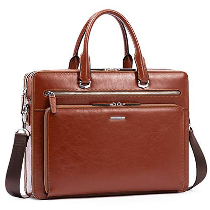 BOSTANTEN Briefcases for Men Messenger Bag Genuine Leather Laptop Bag 15.6 inch Office Work Tote for Buisness Travel - color: A-brown