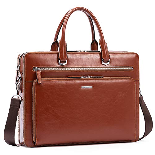BOSTANTEN Briefcases for Men Messenger Bag Genuine Leather Laptop Bag 15.6 inch Office Work Tote for Buisness Travel - color: A-brown