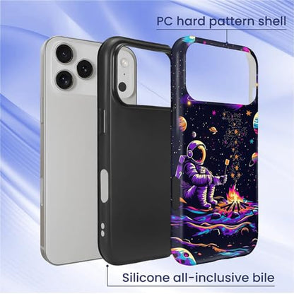 CARLOCA Case for iPhone 17 Pro,Astronaut Barbecue Design Hybrid Dual Protection Soft TPU Hard PC Shockproof Anti Scratch Men & Women Stylish Protective Phone Case - color: Astronaut Barbecue, size: iPhone 17 Pro