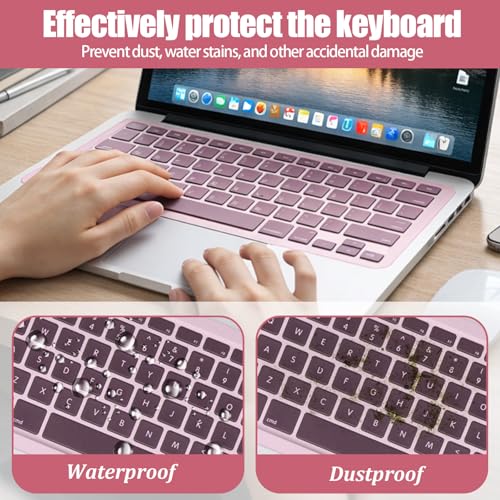 Laptop Keyboard Protector Silicone Transparent Cover for Dustproof Protection Compatible with 13-14 Inch (Pink) - color: pink