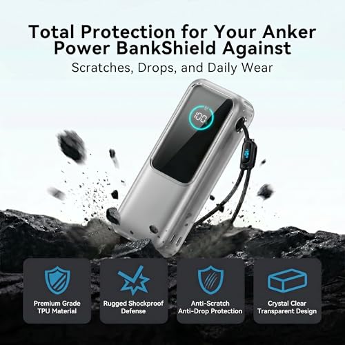 Power Bank Case for Anker Laptop Power Bank 25,000mAh 165W (A1695), Crystal Clear TPU 1.5mm Slim Full-Body Protective Cover, HD Clear Screen Protection(Case Only) - color: Clear