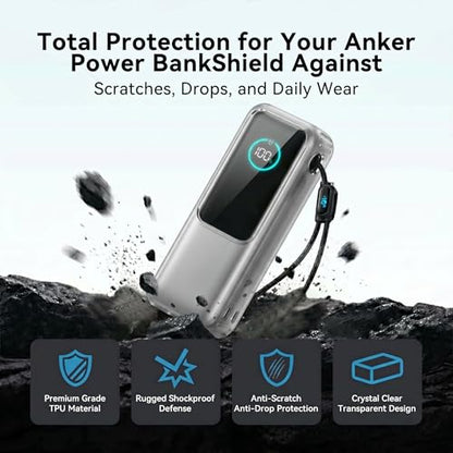 Power Bank Case for Anker Laptop Power Bank 25,000mAh 165W (A1695), Crystal Clear TPU 1.5mm Slim Full-Body Protective Cover, HD Clear Screen Protection(Case Only) - color: Clear
