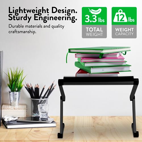 Uncaged Ergonomics Adjustable Book Holder, Tablet & Laptop Stand, Aluminum Portable Reading Stand for Textbooks & Cookbooks, Recipe Holder for Kitchen Counter, Black - color: Black