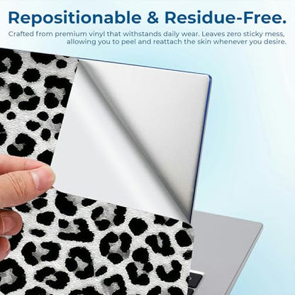 Reusable Universal Laptop Skin Sticker, Cut to Fit for 11.6–15.6 Inch Laptops, Waterproof Protective Film, No-Residue - Black White Leopard - color: Black White Leopard
