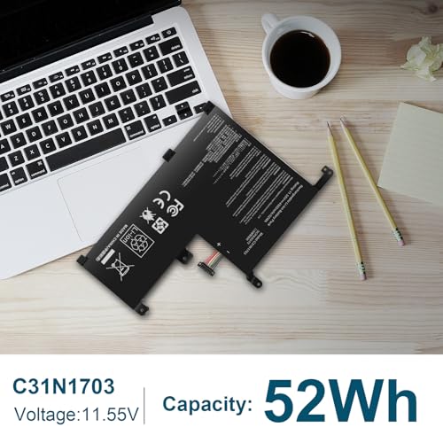 Futurebatt C31N1703 Laptop Battery Replacement for Asus Zenbook Flip UX561U UX561UA UX561UN Q525UA Q525U Q505UA Q525UA-BI7T9 Q505UA-BI5T7 Q525UA-BI7T11 Q505UA-BI5T9 UX561UA-BO052T BO029T C31P0J1 - size: C31n1703 10.5 6.6 0.8 in